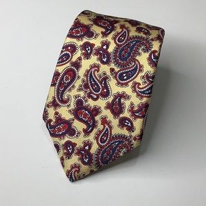 Yves Saint Laurent ISL Vintage 1980 paisley pattern 100% silk USA made tie EUC